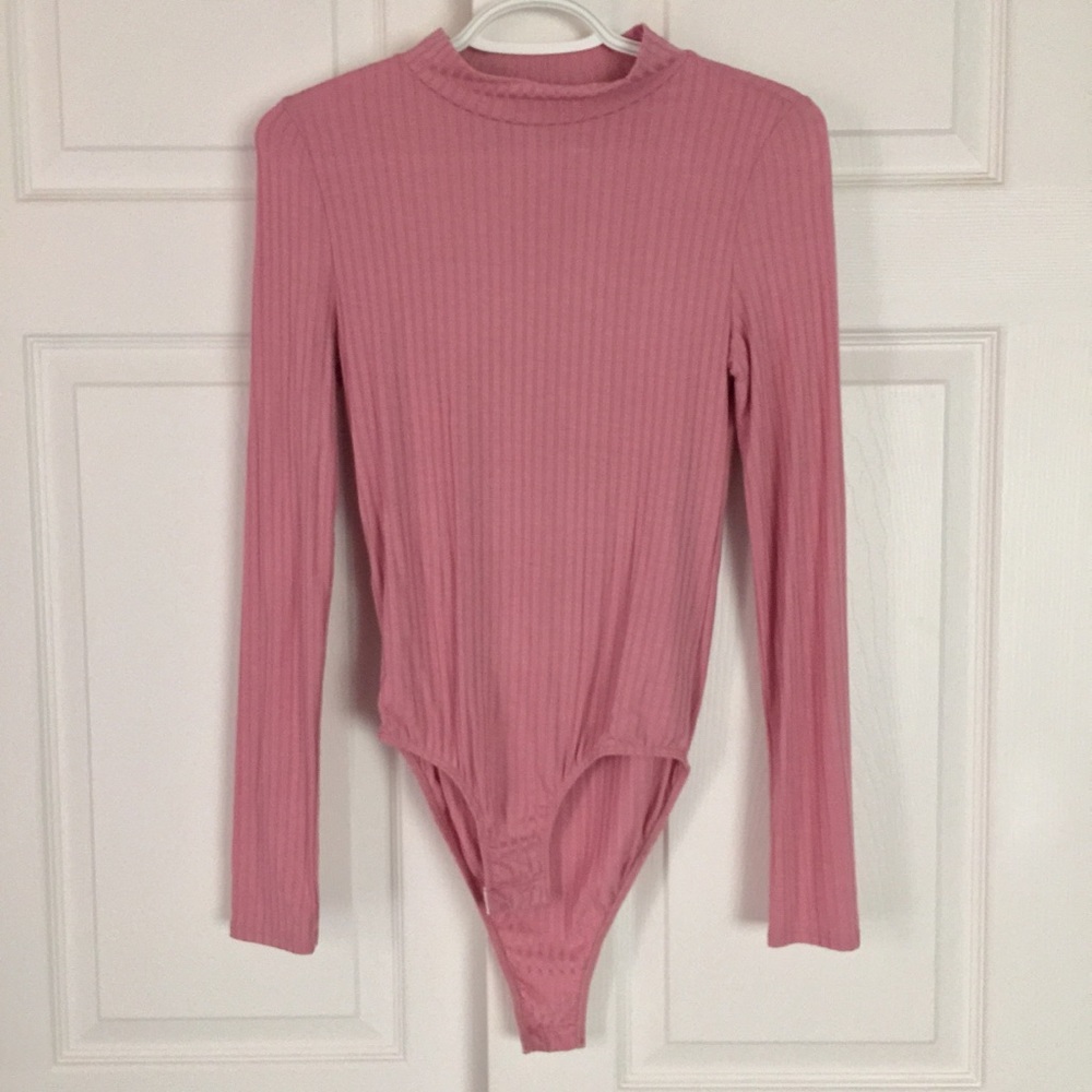 Bubblegum pink mock turtle neck bodysuit